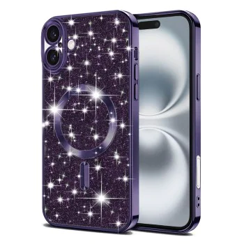 Калъф за iPhone 16 - Luxury Glitter MagSafe - Deep Purple