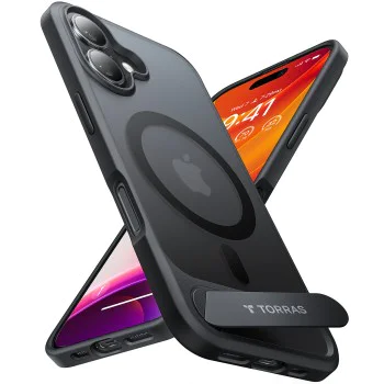 Калъф за iPhone 16 Plus - Torras - Pstand MagSafe - Черен