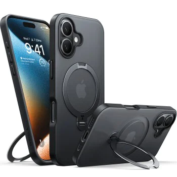 Калъф за iPhone 16 Plus - Torras - Ostand Spin MagSafe Series - Черен