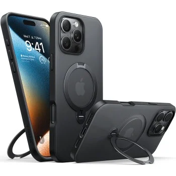 Калъф за iPhone 16 Pro - Torras Ostand Spin Series - черен