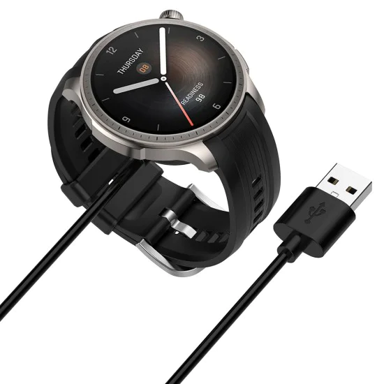 Techsuit - Кабел за безжично зареждане на SmartWatch (THA4) - за Amazfit T-Rex3 / Balance - Черен