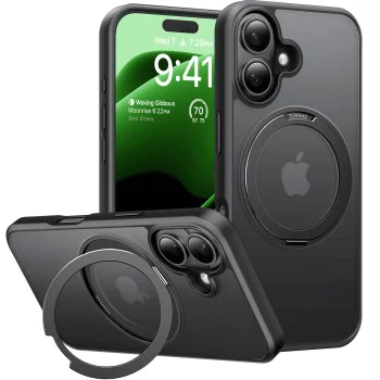 Калъф за iPhone 16 Plus - Torras Ostand Pro Series - черен