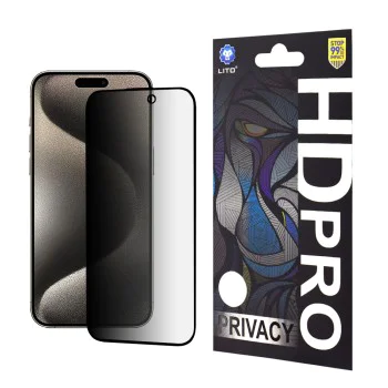 Протектор за iPhone 15 Pro Max - Lito HD Pro Privacy - Черен