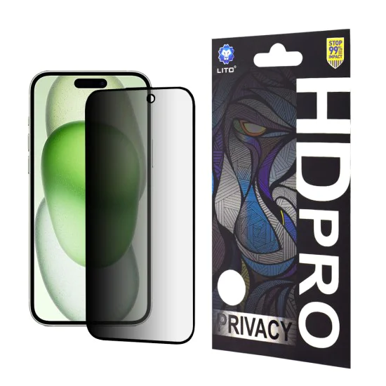 Протектор за iPhone 15 Plus - Lito HD PRO Privacy - Черен