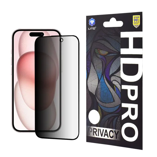 Протектор за iPhone 15 - Lito HD Pro Privacy - Черен