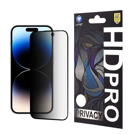 Протектор за iPhone 14 Pro - Lito HD Pro Privacy - черен