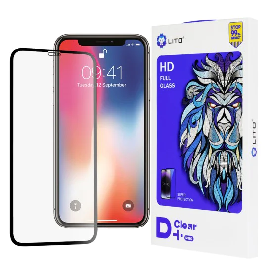 Протектор за iPhone X / iPhone XS / iPhone 11 Pro - Lito D+ Pro Clear - Черен