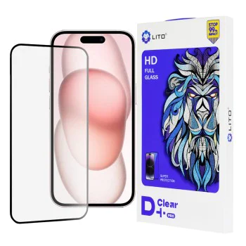 Протектор за iPhone 15 - Lito D+ Pro Clear - черен