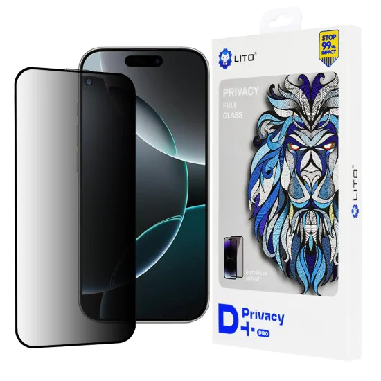 Протектор за iPhone 16 Pro - Lito D+ Pro Privacy - Черен