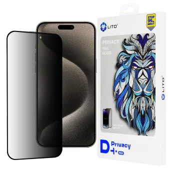 Протектор за iPhone 15 Pro Max - Lito D+ Pro Privacy - Черен