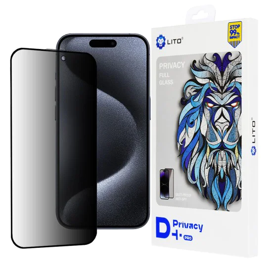 Протектор за iPhone 15 Pro - Lito D+ Pro Privacy - Черен