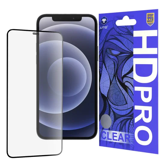 Протектор за iPhone 12 / iPhone 12 Pro - Lito HD Pro Clear - Черен