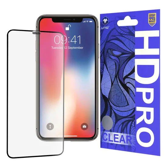 Протектор за iPhone X / iPhone XS / iPhone 11 Pro - Lito HD Pro Pro Clear - Черен
