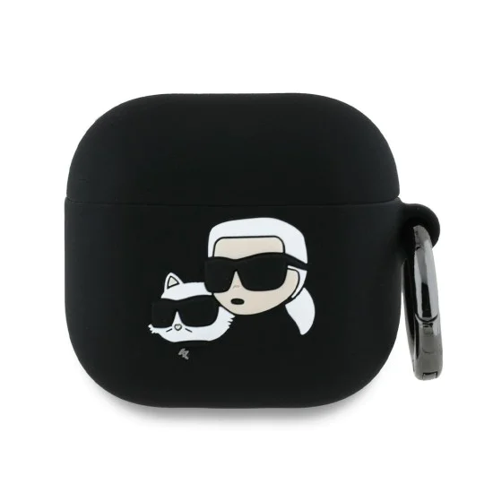 Калъф за Apple AirPods 4 - Karl Lagerfeld Silicone Karl&Chaupette Head 3D (KLA4RUNKCHK) - Черен