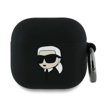 Калъф за Apple AirPods 4 - Karl Lagerfeld Silicone Karl Head 3D (KLA4RUNIKK) - Черен