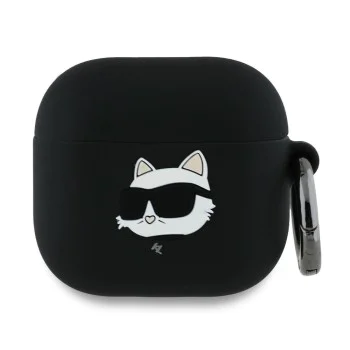 Калъф за Apple AirPods 4 - Karl Lagerfeld Silicone Choupette Head 3D (KLA4RUNCHK) - черен