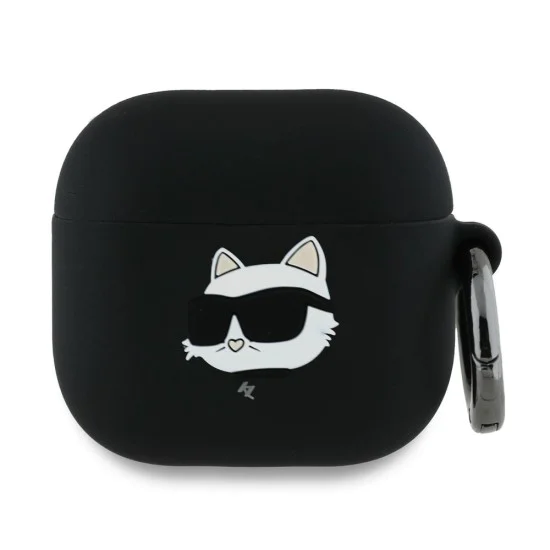 Калъф за Apple AirPods 4 - Karl Lagerfeld Silicone Choupette Head 3D (KLA4RUNCHK) - черен