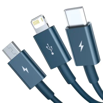 Кабел за данни USB към Type-C, Micro-USB, Lightning, Fast Charging 3.5A, 1.5m - Baseus Superior Series (CAMLTYS-03) - син