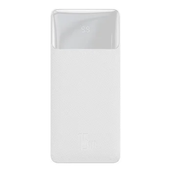 Baseus - Power Bank Bipow (PPBD050102) - Цифров дисплей 2xUSB QC3.0, USB-C 20000mAh 15W + Кабел Micro-USB 0.25m - Бял