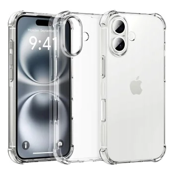 Калъф за iPhone 16 Plus - Удароустойчив прозрачен силикон - прозрачен