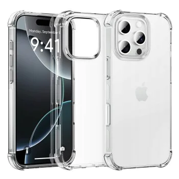 Калъф за iPhone 16 Pro - Удароустойчив прозрачен силикон - прозрачен