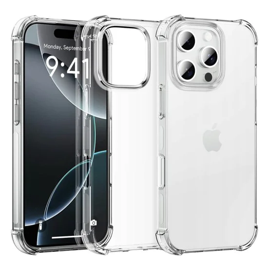 Калъф за iPhone 16 Pro - Удароустойчив прозрачен силикон - прозрачен
