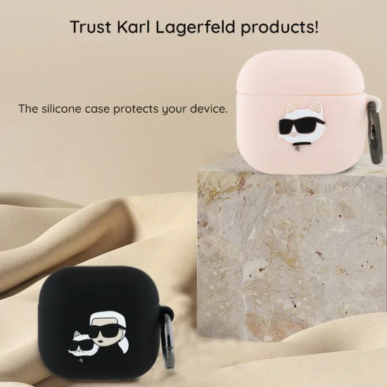 Калъф за Apple AirPods 4 - Karl Lagerfeld Silicone Karl Head 3D (KLA4RUNIKK) - Черен