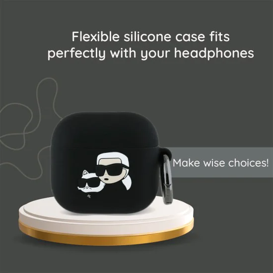 Калъф за Apple AirPods 4 - Karl Lagerfeld Silicone Choupette Head 3D (KLA4RUNCHK) - черен