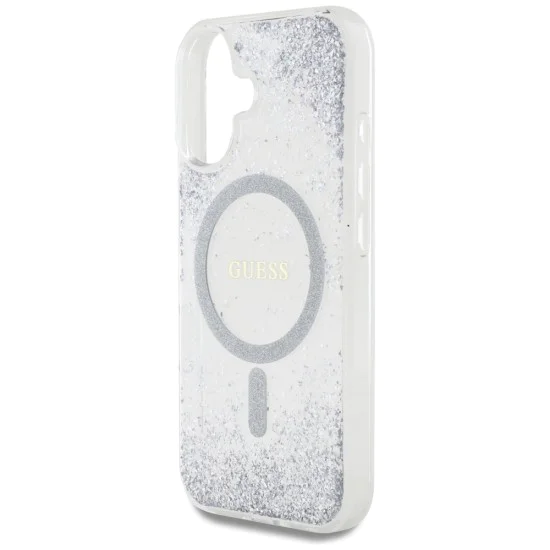 Калъф за iPhone 16 - Guess - Hardcase Resin Gradient Glitter MagSafe (GUHMP16SRRGRGES) - Silver