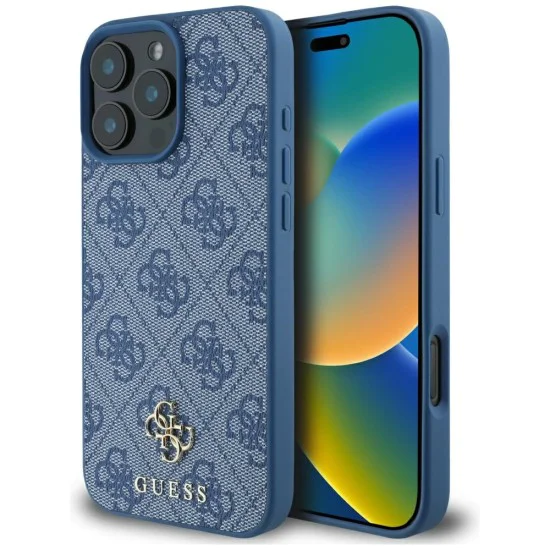 Калъф за iPhone 16 Pro Max - Guess - 4G Small and Classic Logo MagSafe (GUHMP16XP4SM4MB) - Син