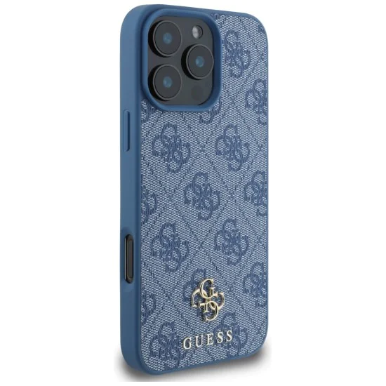 Калъф за iPhone 16 Pro Max - Guess - 4G Small and Classic Logo MagSafe (GUHMP16XP4SM4MB) - Син