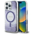 Калъф за iPhone 16 Pro - Guess - Hardcase Resin Bottom Glitter MagSafe (GUHMP16LRGRGEU) - Лилав