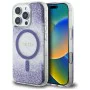 Калъф за iPhone 16 Pro - Guess - Hardcase Resin Bottom Glitter MagSafe (GUHMP16LRGRGEU) - Лилав