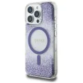 Калъф за iPhone 16 Pro - Guess - Hardcase Resin Bottom Glitter MagSafe (GUHMP16LRGRGEU) - Лилав