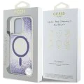 Калъф за iPhone 16 Pro - Guess - Hardcase Resin Bottom Glitter MagSafe (GUHMP16LRGRGEU) - Лилав