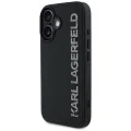 Калъф за iPhone 16 - Карл Лагерфелд - 3D дизайн (KLHCP16SRBKGVCK) - Гумено удължено блестящо лого