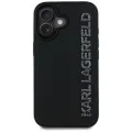 Калъф за iPhone 16 - Карл Лагерфелд - 3D дизайн (KLHCP16SRBKGVCK) - Гумено удължено блестящо лого