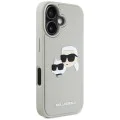 Калъф за iPhone 16 - Karl Lagerfeld - 3D Design (KLHCP16SRBCKCHLE) - Beige Rubber Karl&Choupette