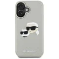 Калъф за iPhone 16 - Karl Lagerfeld - 3D Design (KLHCP16SRBCKCHLE) - Beige Rubber Karl&Choupette