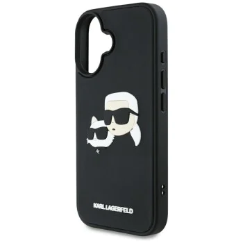 Калъф за iPhone 16 - Karl Lagerfeld - 3D Design (KLHCP16SRBCKCHLK) - Гумен Karl&Choupette