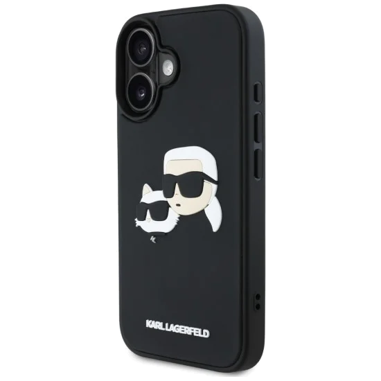 Калъф за iPhone 16 - Karl Lagerfeld - 3D Design (KLHCP16SRBCKCHLK) - Гумен Karl&Choupette