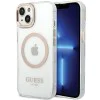 Калъф за iPhone 15 Plus - Guess Metal Outline MagSafe (GUHMP15MHTRMD) - златен