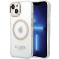 Калъф за iPhone 15 Plus - Guess Metal Outline MagSafe (GUHMP15MHTRMD) - златен