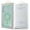 Калъф за iPhone 16 Pro - Guess IML Rhinestones MagSafe (GUHMP16LPFTDTEN) - зелен