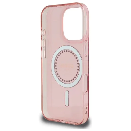 Калъф за iPhone 16 Pro - Guess IML Rhinestones MagSafe (GUHMP16LPFTDTEP) - Розов