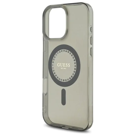 Калъф за iPhone 16 Pro - Guess IML Rhinestones MagSafe (GUHMP16LPFTDTEK) - Черен