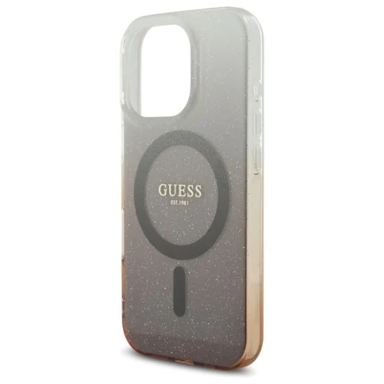 Калъф за iPhone 16 Pro - Guess IML Glitter Glitter Gradient MagSafe (GUHMP16LHGRGRCELW) - Кафяв