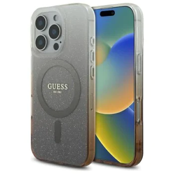 Калъф за iPhone 16 Pro - Guess IML Glitter Glitter Gradient MagSafe (GUHMP16LHGRGRCELW) - Кафяв