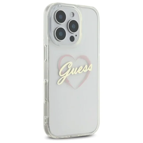 Калъф за iPhone 16 Pro Max - Guess Hardcase IML Heart (GUHCP16XHCHGSPT) - Прозрачен
