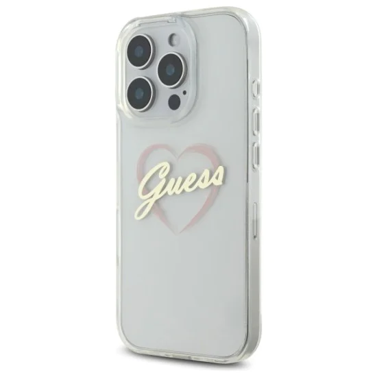 Калъф за iPhone 16 Pro Max - Guess Hardcase IML Heart (GUHCP16XHCHGSPT) - Прозрачен